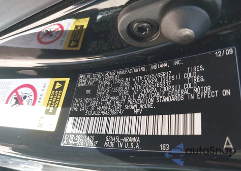 2010 Toyota Highlander Se V6 из США, поврежденный, VIN 5TDJK3EH8AS008747